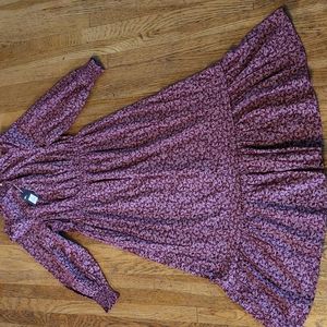 NWT Universal Thread Target Purple Floral Prairie Dress Mock Neck Puff Sleeve